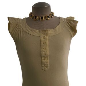 Masssini Women's Lightweight Casual Yellow Flutter Sleeve Knit Top Sz. XL Career